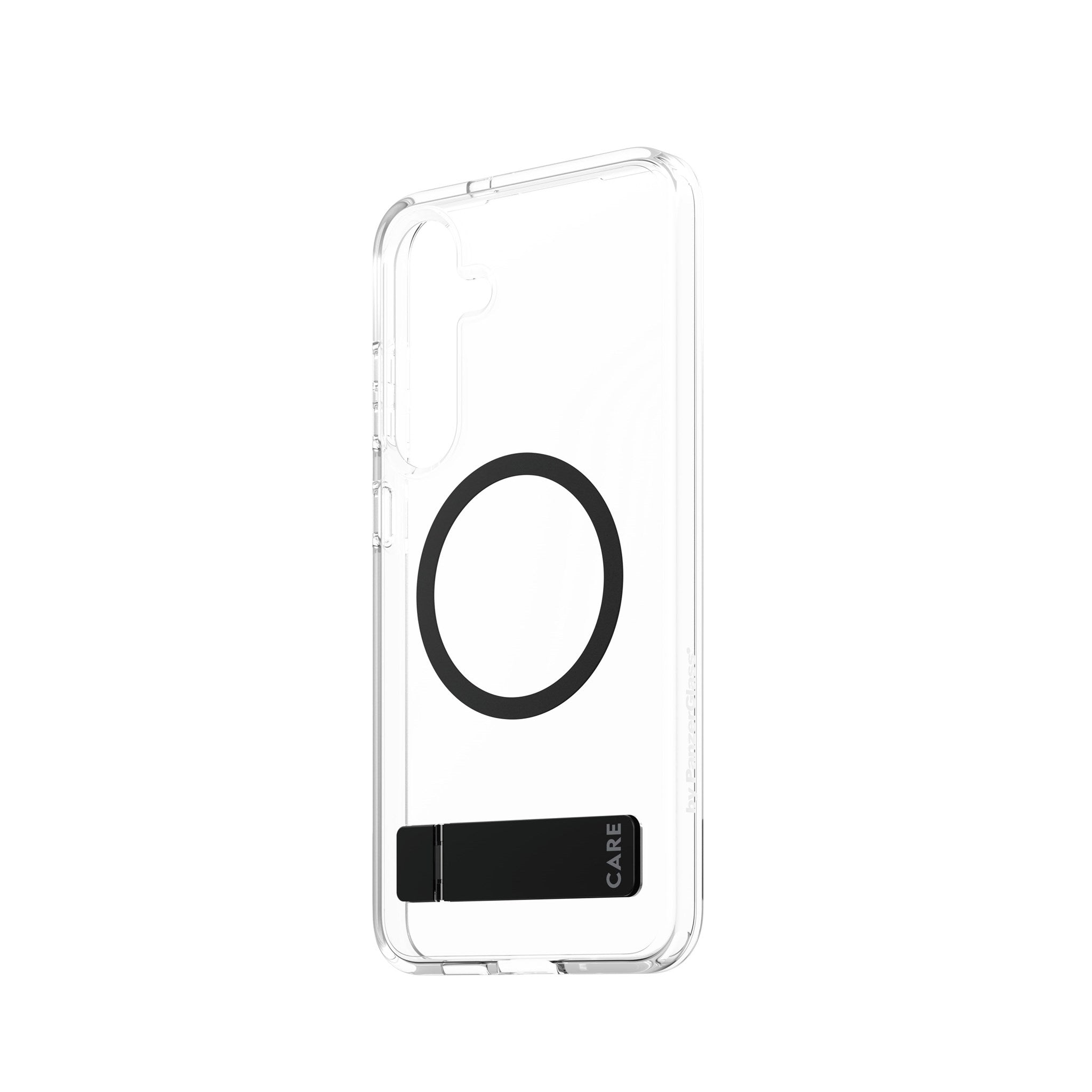 CARE by PanzerGlass® Case Transparent m. Sort Kickstand & Qi Compatible Samsung Galaxy S25+